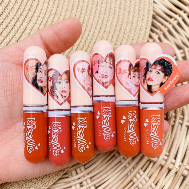 Son Kem combo 6 cây son kem Kiss Beauty Kiss Me Lipgloss nội địa thái lan