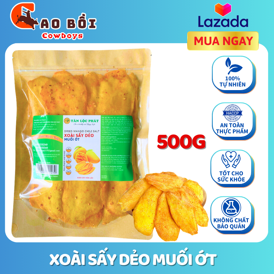 Xoài Sấy Dẻo Muối Ớt Cao Bồi Food | Sấy Thăng Hoa | Xoài sạch, Không sơ, Miếng to dày