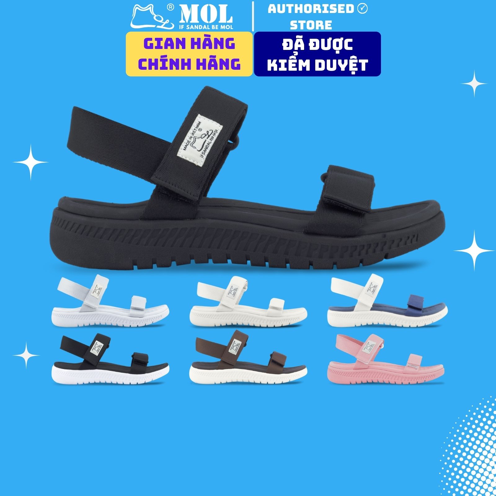 Sandal nữ chính hãng hiệu MOL 2 quai ngang MS3