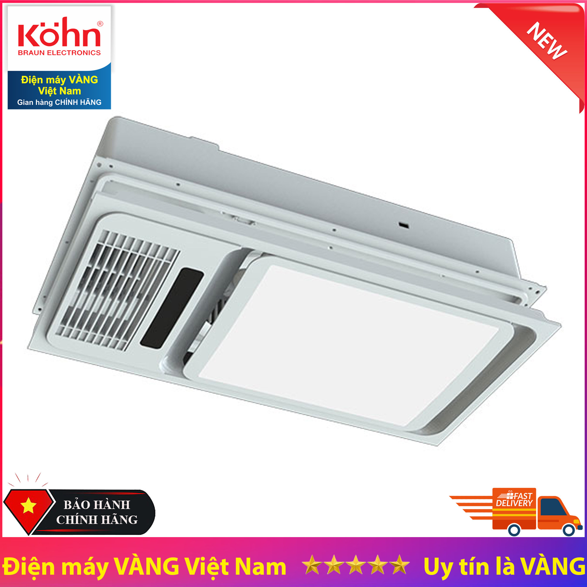 Máy sưởi nhà tắm âm trần 4 trong 1 Braun Kohn PT02G