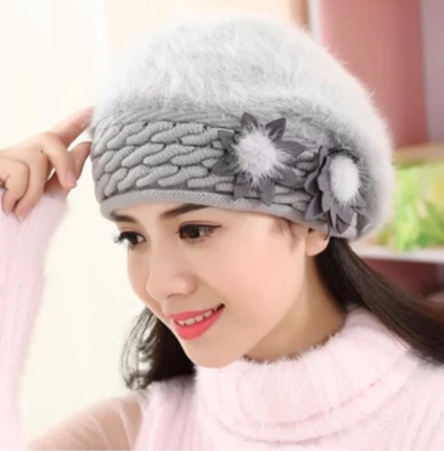 [HCM]Nón beret nữ. mũ nồi lông thỏ thời trang mới