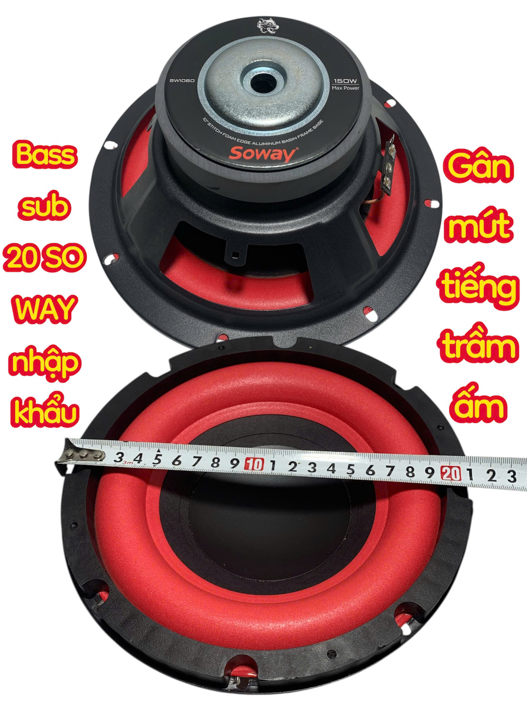 Loa bass sub 20 SOWAY côn 38 phi 100 gân mút béo - giá 1 cái - loa siêu trầm