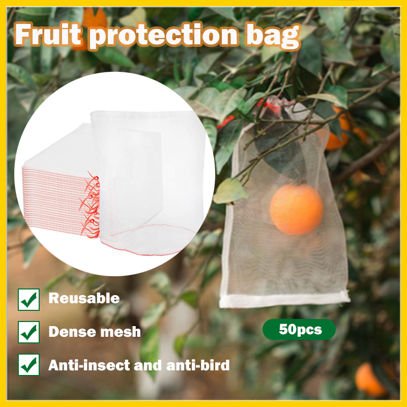 Túi bảo vệ trái cây cho cây ăn quả 50 cái túi lưới trái cây nylon 6x10 inch để ngăn côn trùng, chuột, túi lưới làm vườn, bao cây, trái cây và hoa