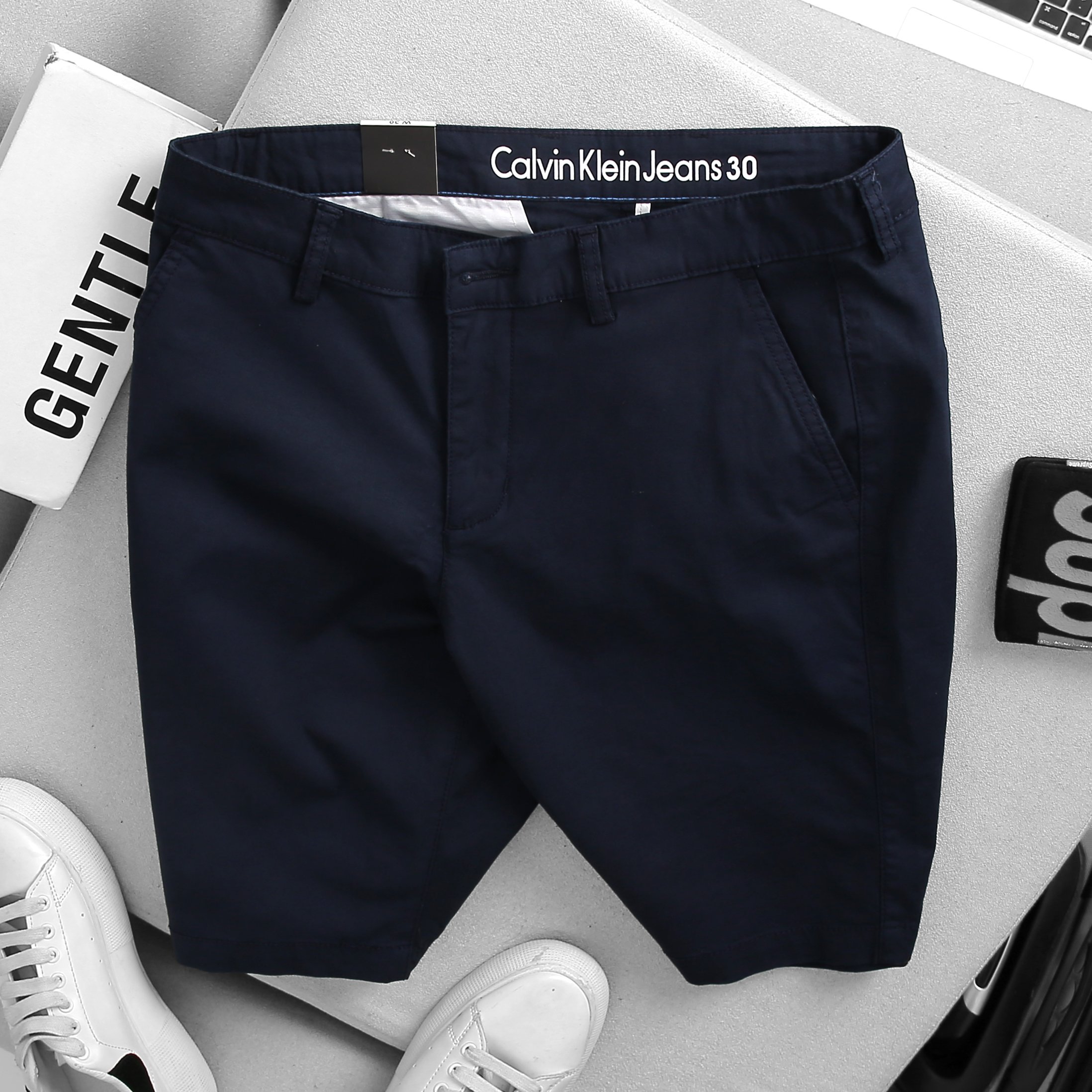 Quần short ck linen nam - xanh đen