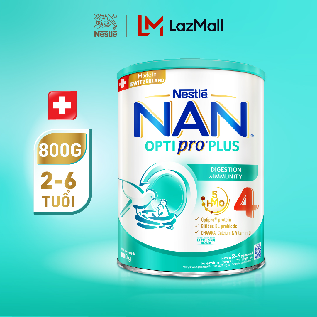[CHỈ 20H 05-08/06 QT ĐƠN 599k/999k]Sữa bột Nestlé NAN OPTIPRO PLUS 4 với 5HMO xuất xứ Thụy Sĩ - Hộp 