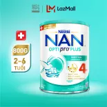 [CHỈ 15-17.11 QT Đơn 599K/999K] Sữa bột Nestlé NAN OPTIPRO PLUS 4 với 5HMO xuất xứ Thụy Sĩ - Hộp 800g cho bé từ 2 - 6 tuổi - Sữa công thức dinh dưỡng cho trẻ giúp hỗ trợ tiêu hóa, đề kháng, trí não và phát triển toàn diện