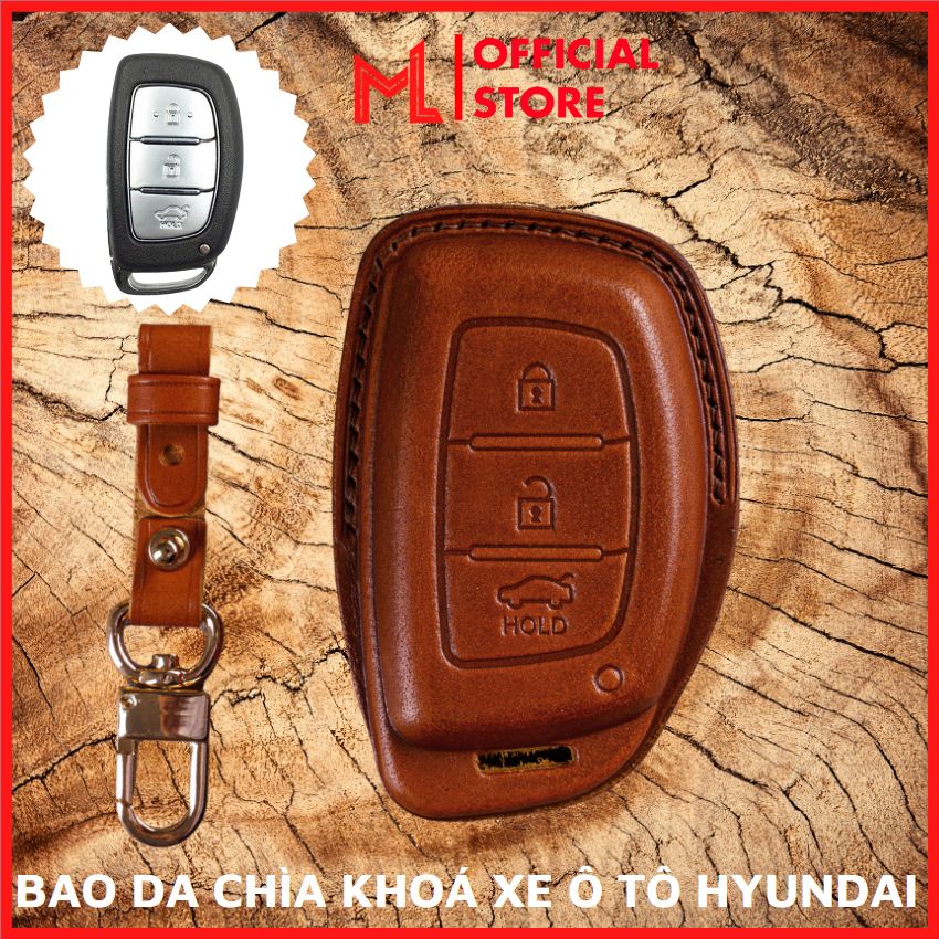 Bao da chìa khoá huy-c3 hyundai tucson, elantra, accent, i10 i20 ốp chìa khoá ép form da thật may thủ công, bảo vệ chìa khoá, vỏ ốp chìa khoá xe ô tô, bọc chìa khoá xe