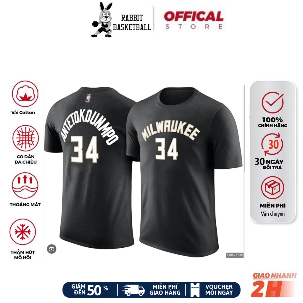 Áo Thun NBA - Giannis Antetokoumnpo - Milwaukee Bucks Áo Phông Nam