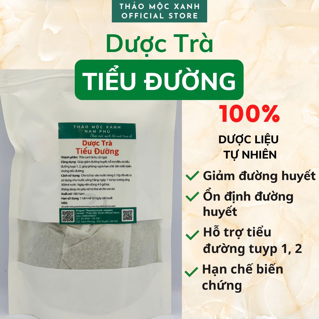 Dược Trà Thìa Canh khắc tinh tiểu đường, thìa canh, giảo cổ lam, mướp đắng