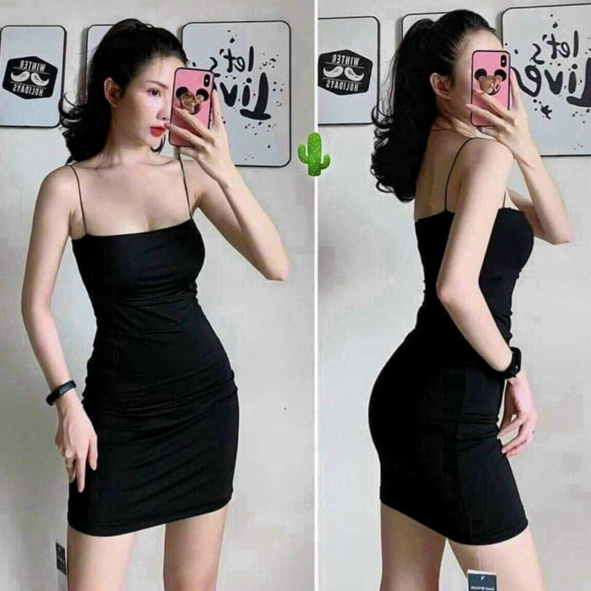Đầm body hai dây nhún hai bên xinh pc / đầm nữ ôm body gợi cảm