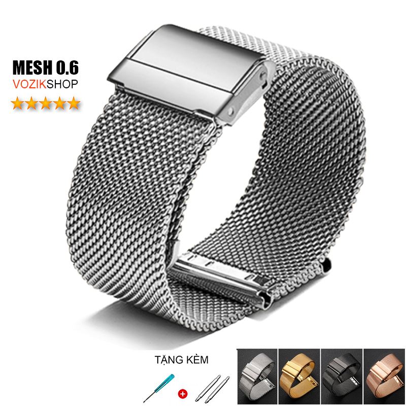 Dây đồng hồ thép lưới Mesh (size 22mm) dòng cao cấp loại dày cực bền, chống gỉ, chống oxy hóa, chống phai màu