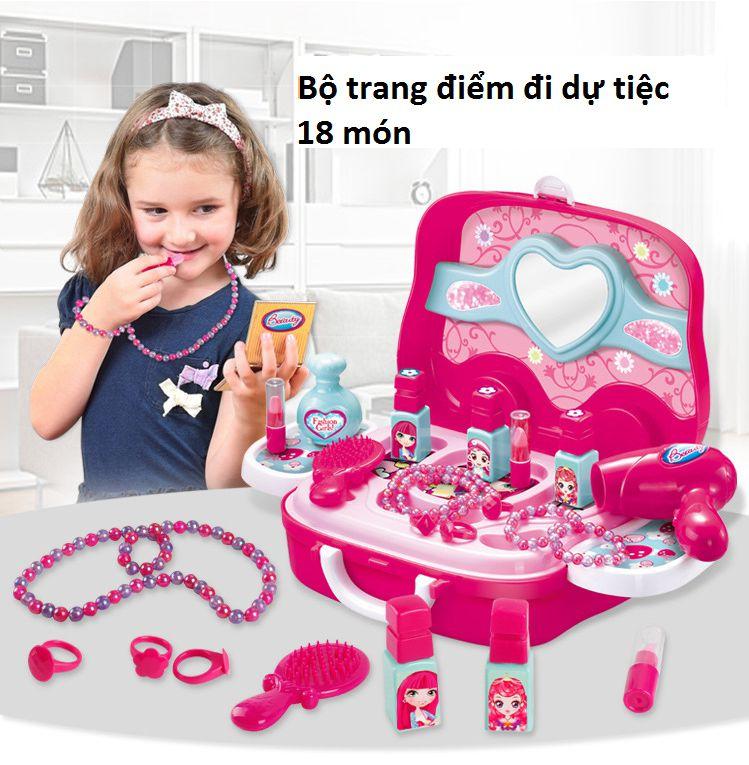 Bộ đồ chơi trang điểm bé gái IZI TOYS vali có bánh xe