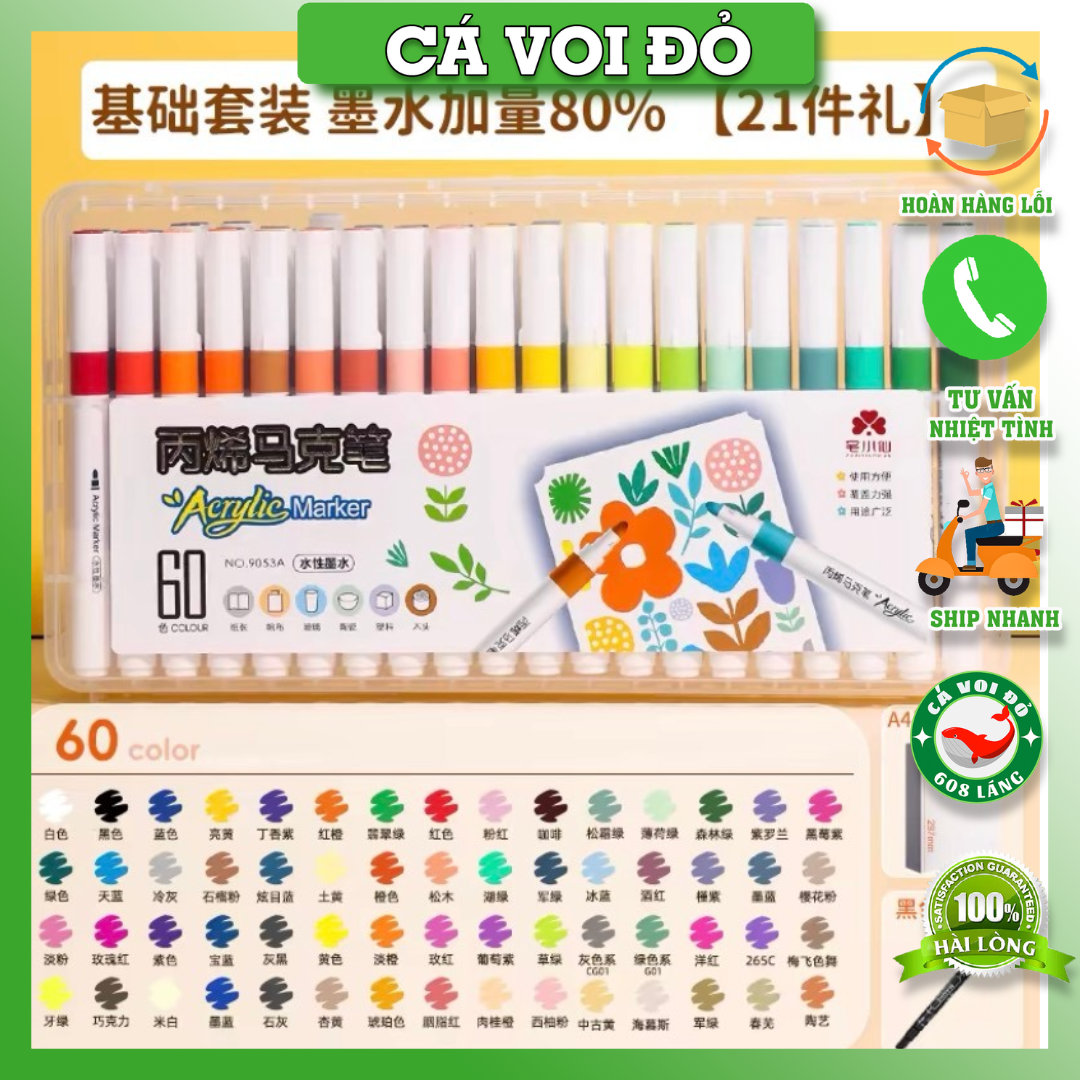  Bút màu ACRYLIC Marker ĐẦU NHỌN CHỐNG THẤM NƯỚC Không Bị Nhoè Có Thể Vẽ Lên Đồ Vật Nhẵn 