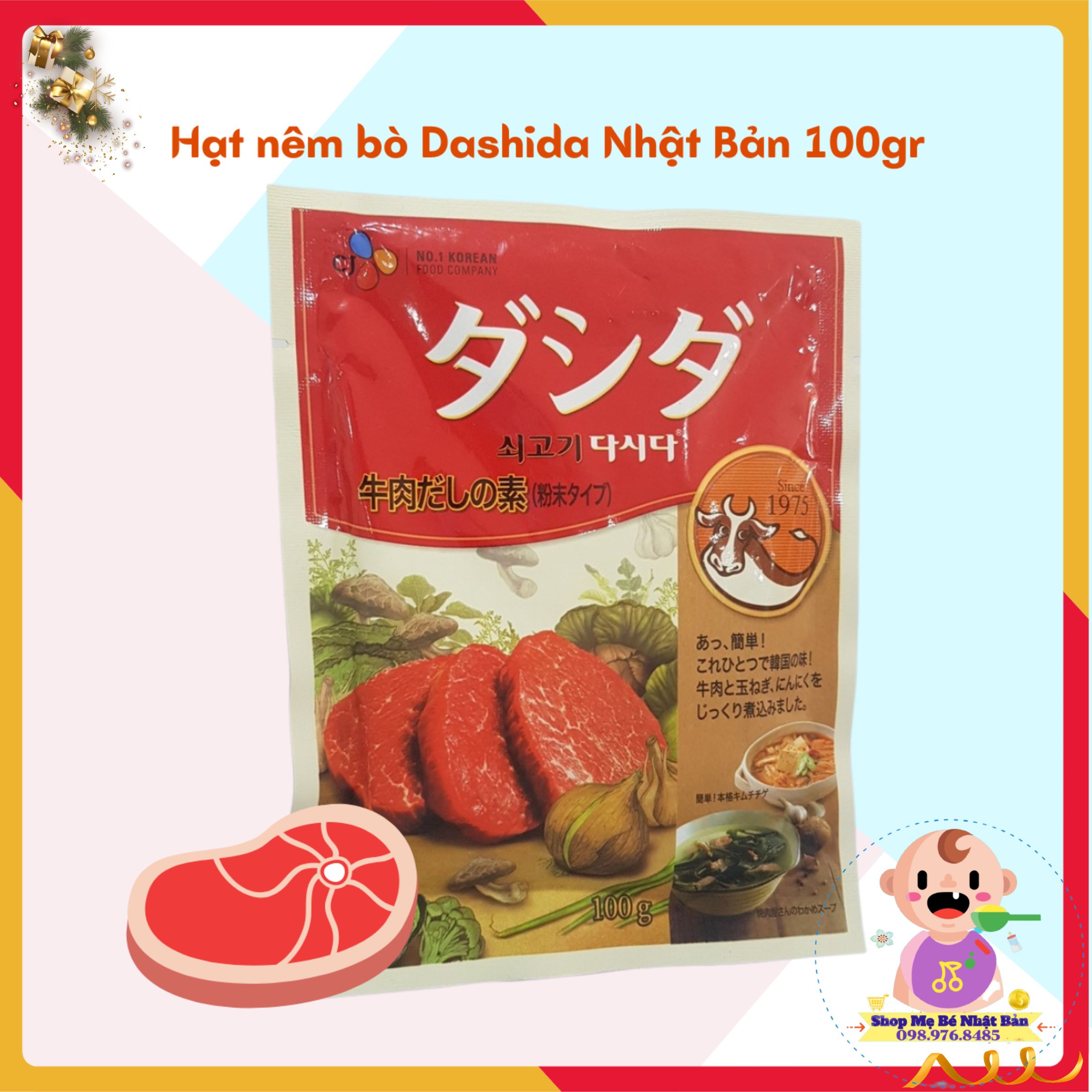 Hạt nêm bò dashida 100g nhật bản cho bé