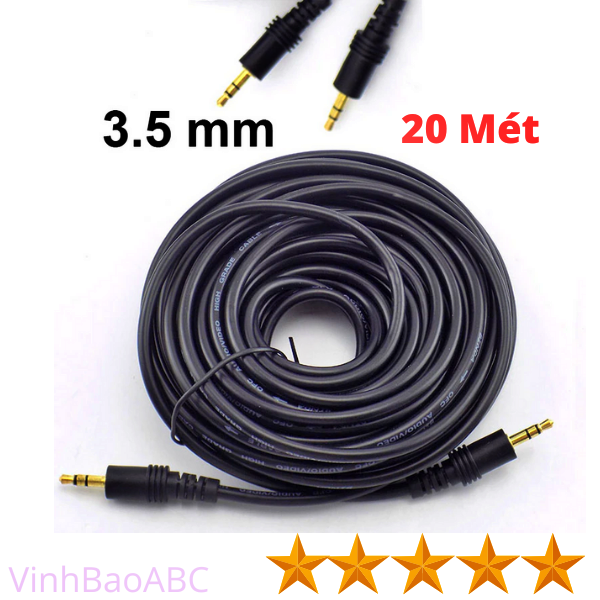 Cáp Loa Nối Dài Jack 3.5 Dài 20 Mét, 5 Mét, 3 Mét OFG ( Dây Loa 3.5 2 Đầu Đực - Đực )