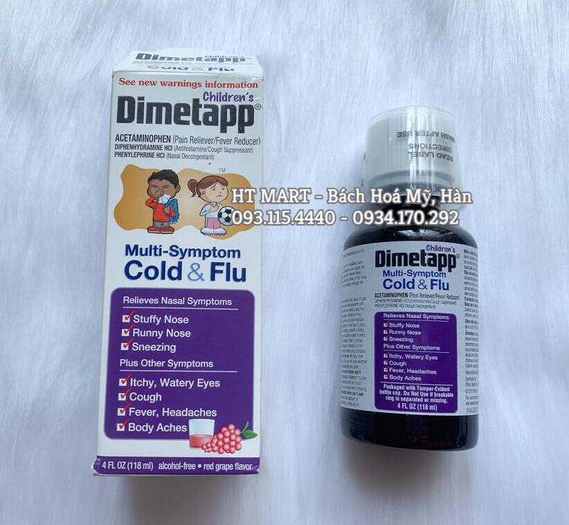 Siro ho cảm cúm Dimetapp Multi-Symptom Cold& Flu của Mỹ