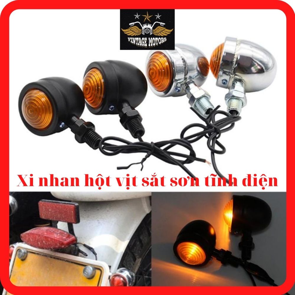 Xi nhan hột vịt⭐FREESHIP⭐Combo 4 chiếc xi nhan xe máy hột gà sắt sơn tĩnh điện và xi inox classic