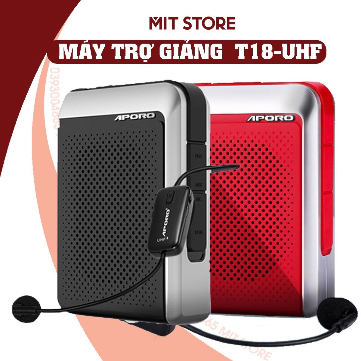 Máy Trợ Giảng APORO T18, Mic Sóng UHF,Mic Sóng 2.4G, Bluetooth