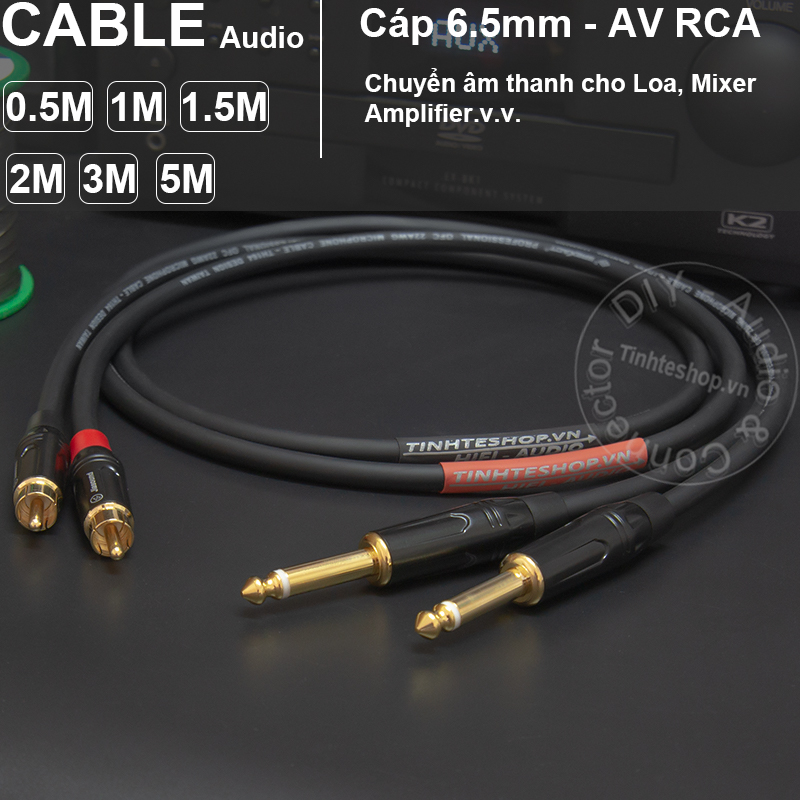 Dây 6 ly sang hoa sen 2 sợi diy 0.5m đến 5m - cáp 6.5mm ra av cắm cho mixer âm ly loa