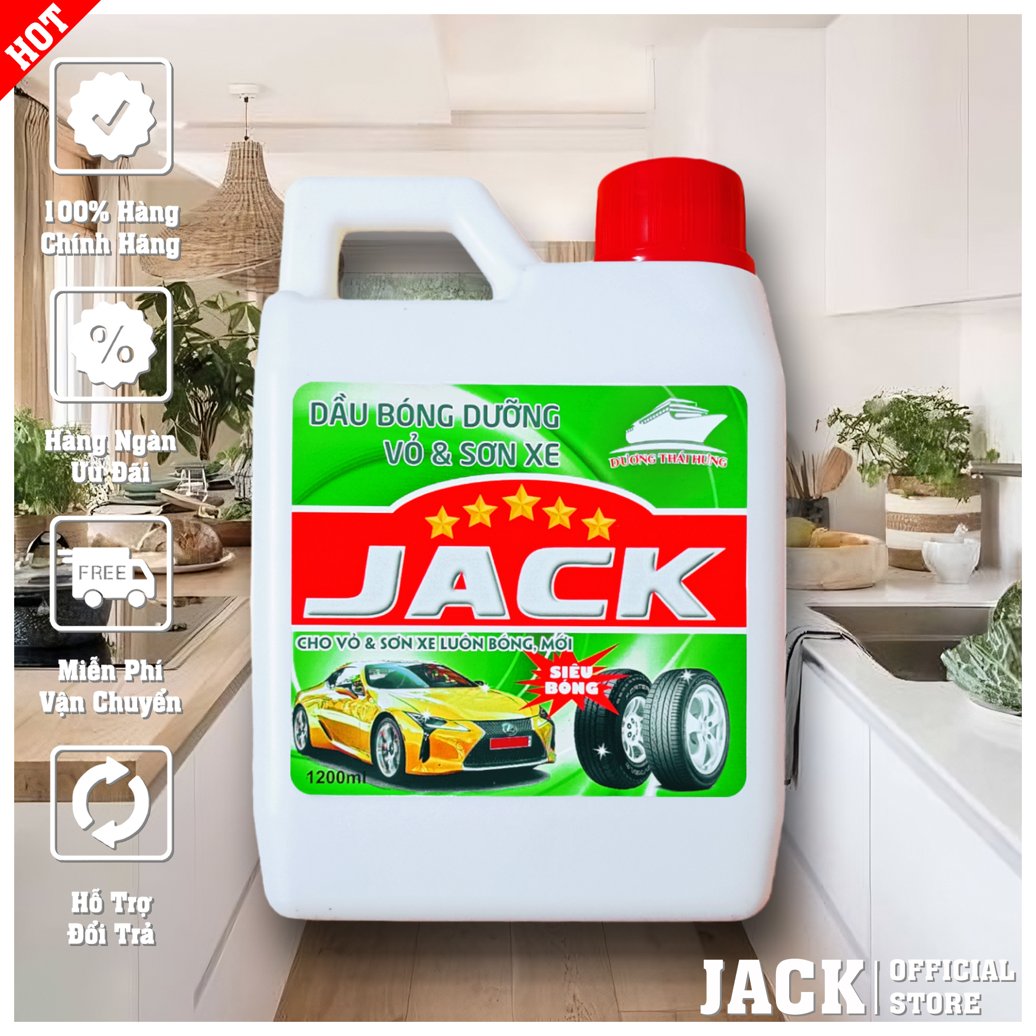 Dầu dưỡng bóng lốp xe loại cao cấp, siêu đặc, chống rạn nứt jack 1200ml