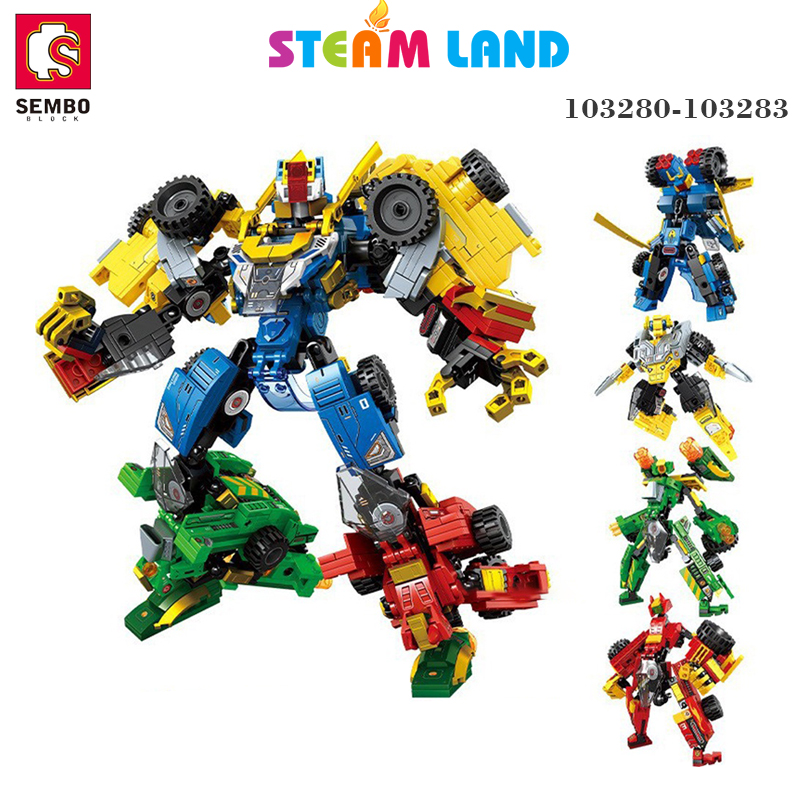 Đồ chơi lego Robot biến hình xe đua màu xanh lục