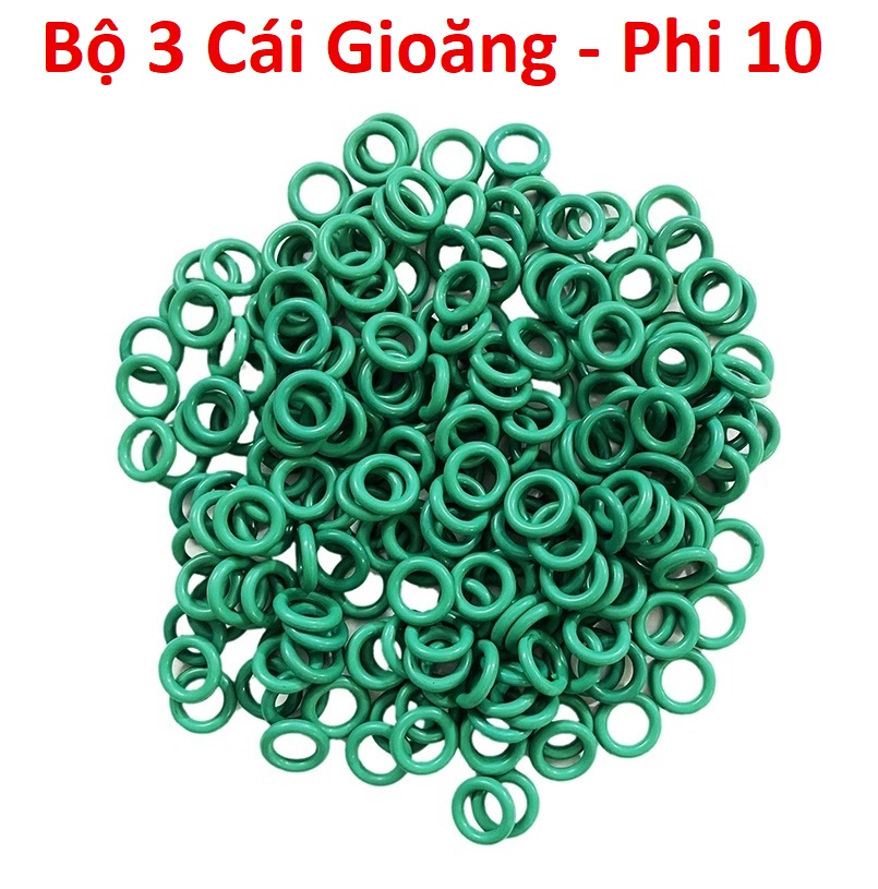 Bộ 3 cái Gioăng cao su màu XANH thay thế cho phụ kiện đầu nối, khớp nối - Phi 10, Ron Pom Doăng Rong Doan Roan, phon, Sim1, Doang, Giong, Roăn, Doăn, bơm tay cao áp.......