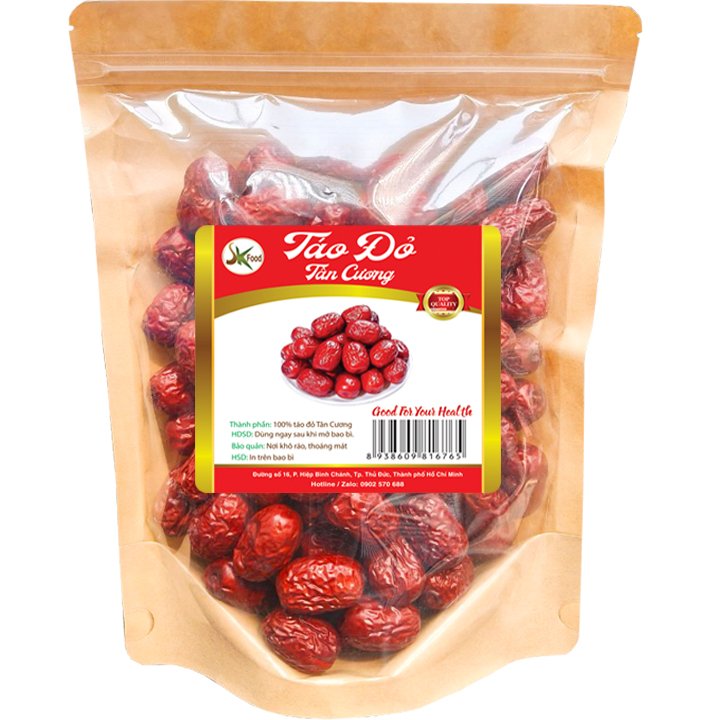 500G Táo đỏ Tân Cương sấy khô bổ dưỡng SK FOOD dùng hầm canh hầm gà hoặc uống trà đều tốt