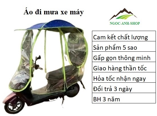 Áo mưa xe máy thông minh, mái che chống mưa, chống nắng, chống bụi, chống khuẩn, bảo vệ sức khỏe khi tham gia giao thông