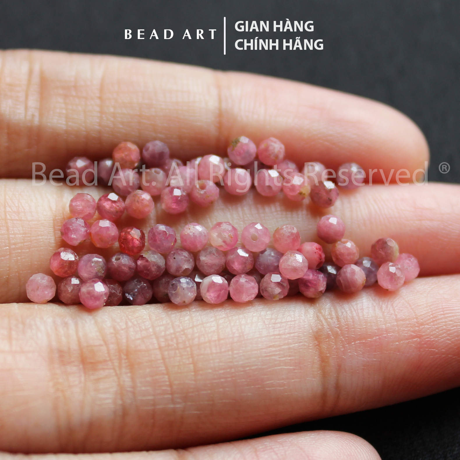   1 Hạt 5 Hạt  2.5MM Đá Tourmaline Hồng Giác Cắt Thiên Nhiên Size Mini Mệnh Hoả Thổ Phối Vòng Tay Phong Thuỷ Trang Sức Chuỗi Hạt - Bead Art 