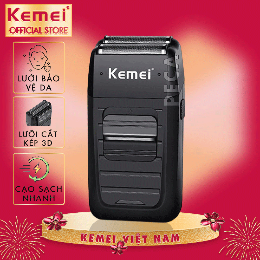 Máy cạo râu khô 2 lưỡi có thể fade trắng chân tóc Kemei KM-1102 công suất mạnh mẽ pin sử dụng liên tục 45 phút