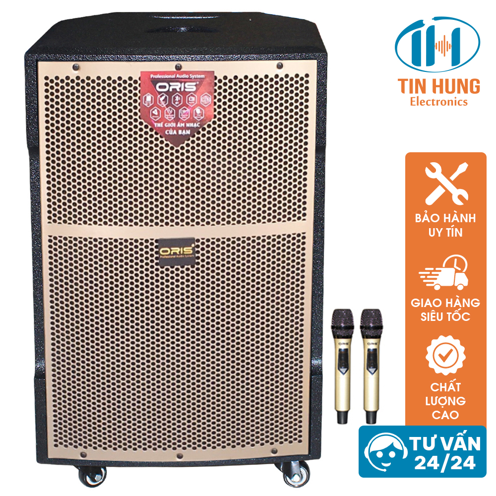 Loa kéo di động 3 tấc TO-12G200Ucông suất mạnh mẽ, vỏ ngoài bằng gỗ ép công nghiệp, lưới sắt bao bọc toàn bộ mặt trước của loa - ORIS Professional