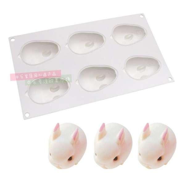 khuôn silicon thỏ 6 con