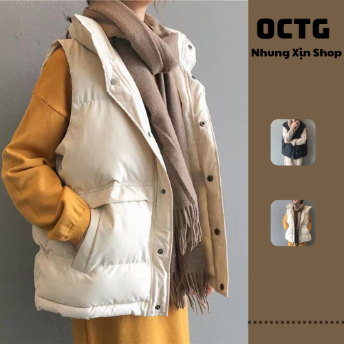 Áo khoác phao gile uzzang korea form dài rộng