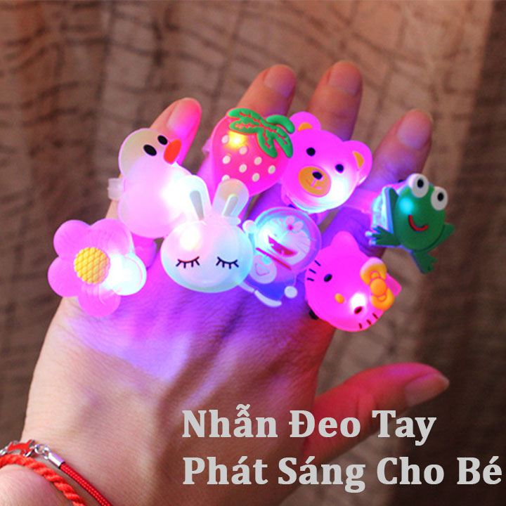 Nhẫn đeo tay phát sáng có đèn led nhấp nháy cho bé - Đồ chơi cho trẻ em - Quà tặng sinh nhật cho bé trai bé gái cute - Kẹp tóc phát sáng