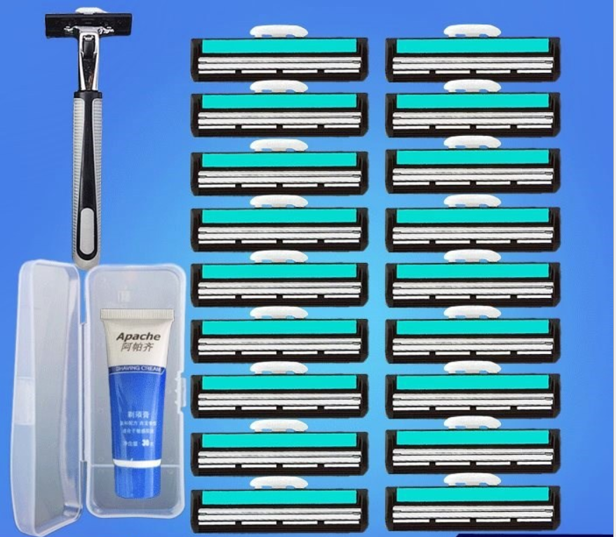 (FREESHIP TOÀN QUỐC) Combo Dao Cạo Râu Và Lưỡi Kép Giá Rẻ Cho Nam Giới ( 36 Lưỡi Dao Kép + 1 Bàn Cạo) Tặng 1 tuýt kem tạo bọt
