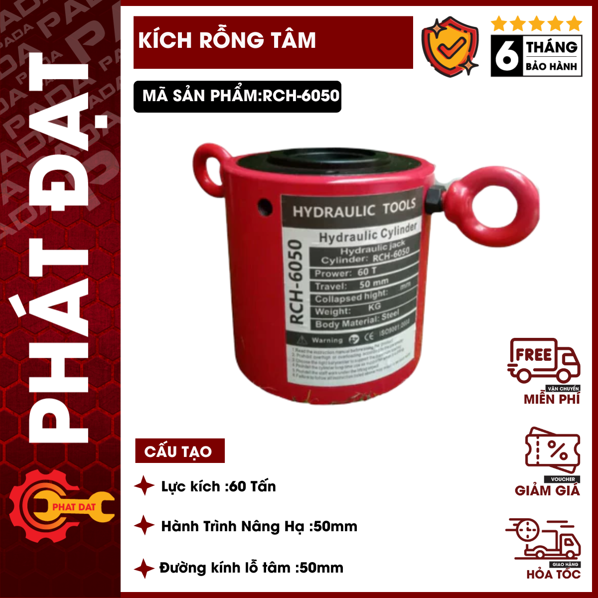 Kích Thủy Lực Rỗng Tâm PADA RCH-6050