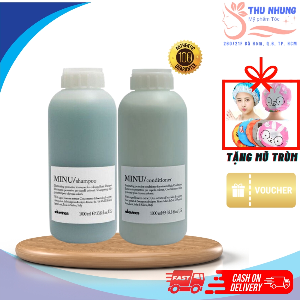 Bộ dầu Gội Xả Hấp Davines Minu bảo vệ tóc màu và tạo bóng