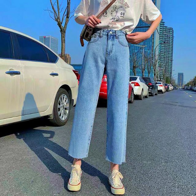 Quần jeans nữ ống suông