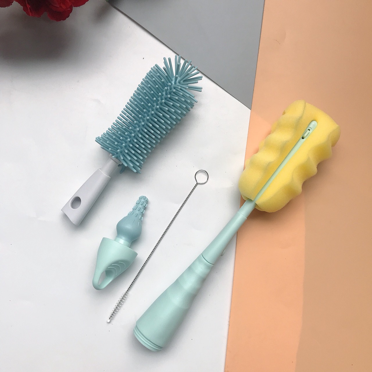 [Hàng chính hãng] Cọ rửa bình sữa EMMAKID 4 chi tiết hàng cao cấp