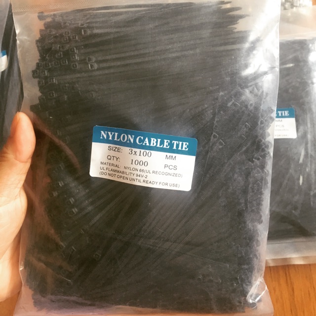 Túi 1000 sợi dây rút nhựa, dây thít màu đen 10cm (2,5x100mm)