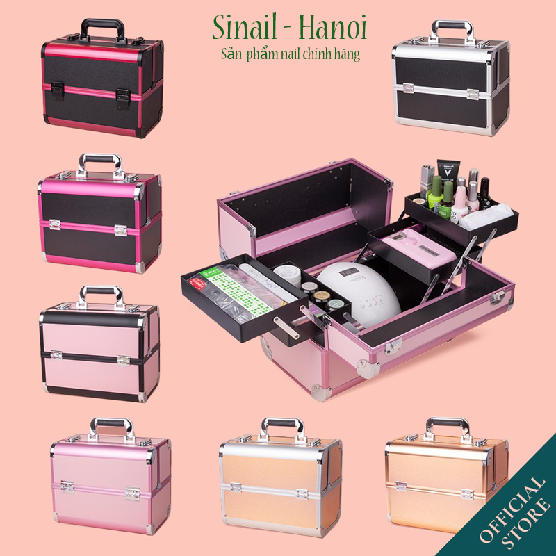Cốp nhôm đựng nail mi 2 tầng - Cốp nhôm cao cấp đựng đồ trang điểm, phun xăm thẩm mỹ nhiều màu sang chảnh