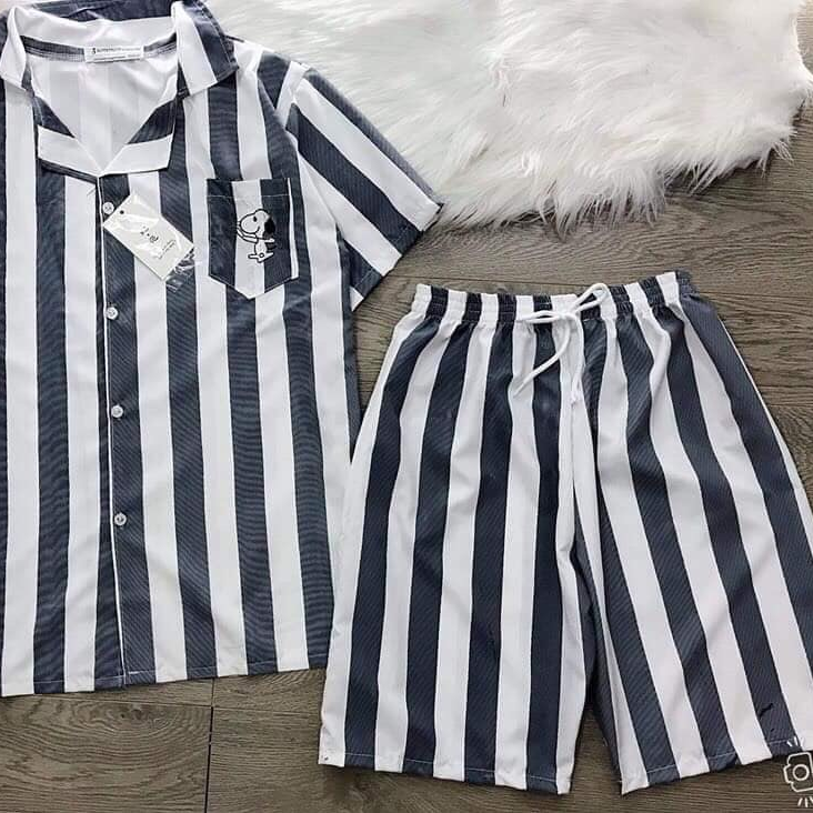 [  Nguyen Ngoan Fashion ] [ CHƠI LÀ CHẤT LÀ NGẦU ] Bộ Tù Trưởng Kẻ Sọc Quần Áo Phạm Nhân Pizama Siêu Hot Của Năm 2021 M83