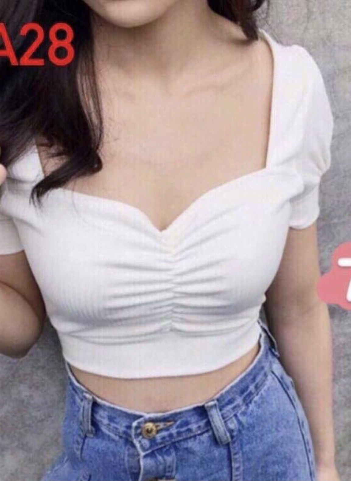 Áo croptop cổ v bo eo from dưới 50kg