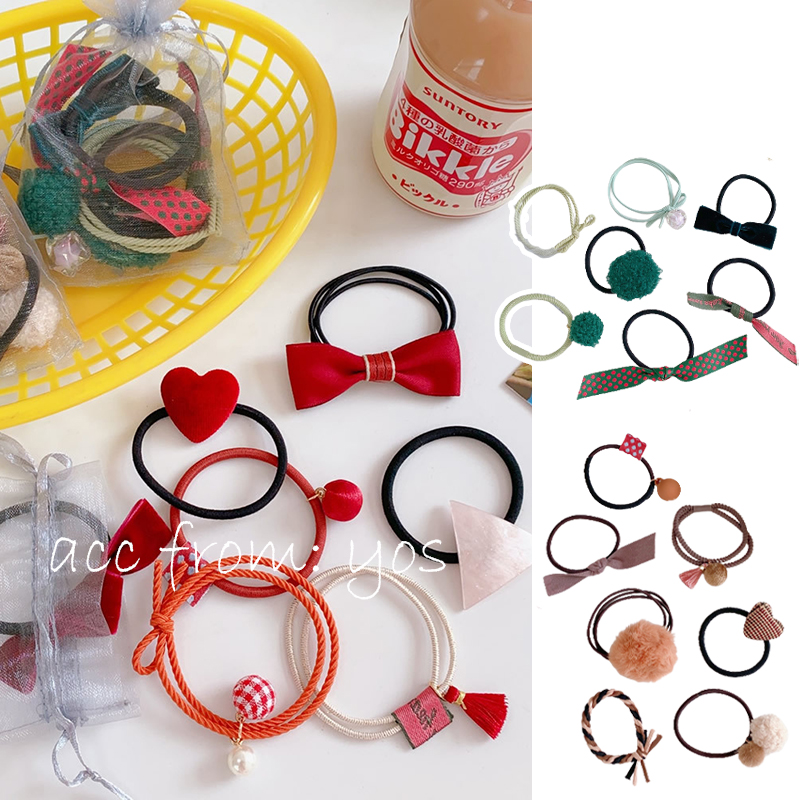 Set 7 dây cột tóc Hàn Quốc theo tone màu nhiều mẫu mã xinh xắn cho nữ