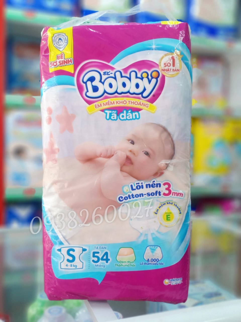 Tã Dán sơ sinh Bobby S54+4 miếng (Bé 4-8kg)
