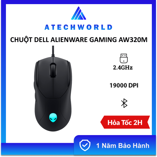 Chuột dell alienware 320m wired/wireless gaming mouse - hàng chính hãng - bh 1 năm - có xuất vat