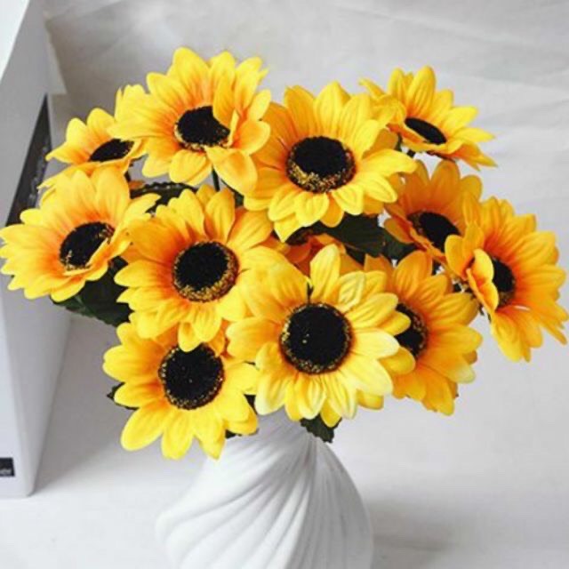 HOA HƯỚNG DƯƠNG Một CHÙM 7 BÔNG cực rạng rỡ - Hoa lụa cao cấp trang trí đẹp -Hoa giả
