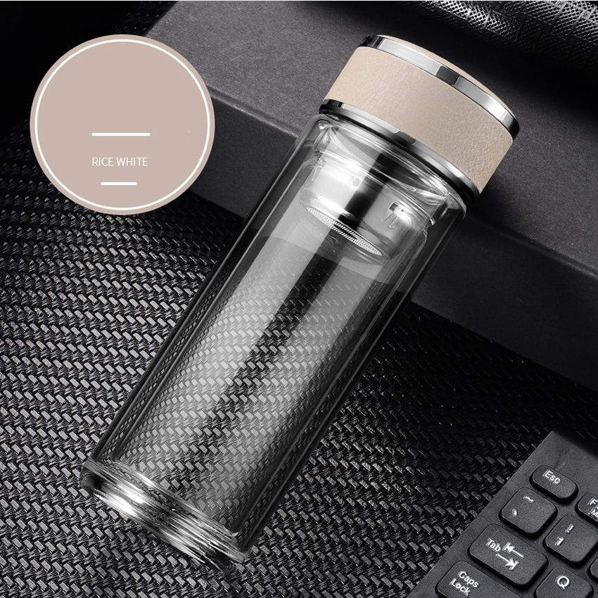 Bình Thuỷ Tinh Lọc Trà 2 Lớp Giữ Nhiệt Dung Tích 320ml Cao Cấp TI0403