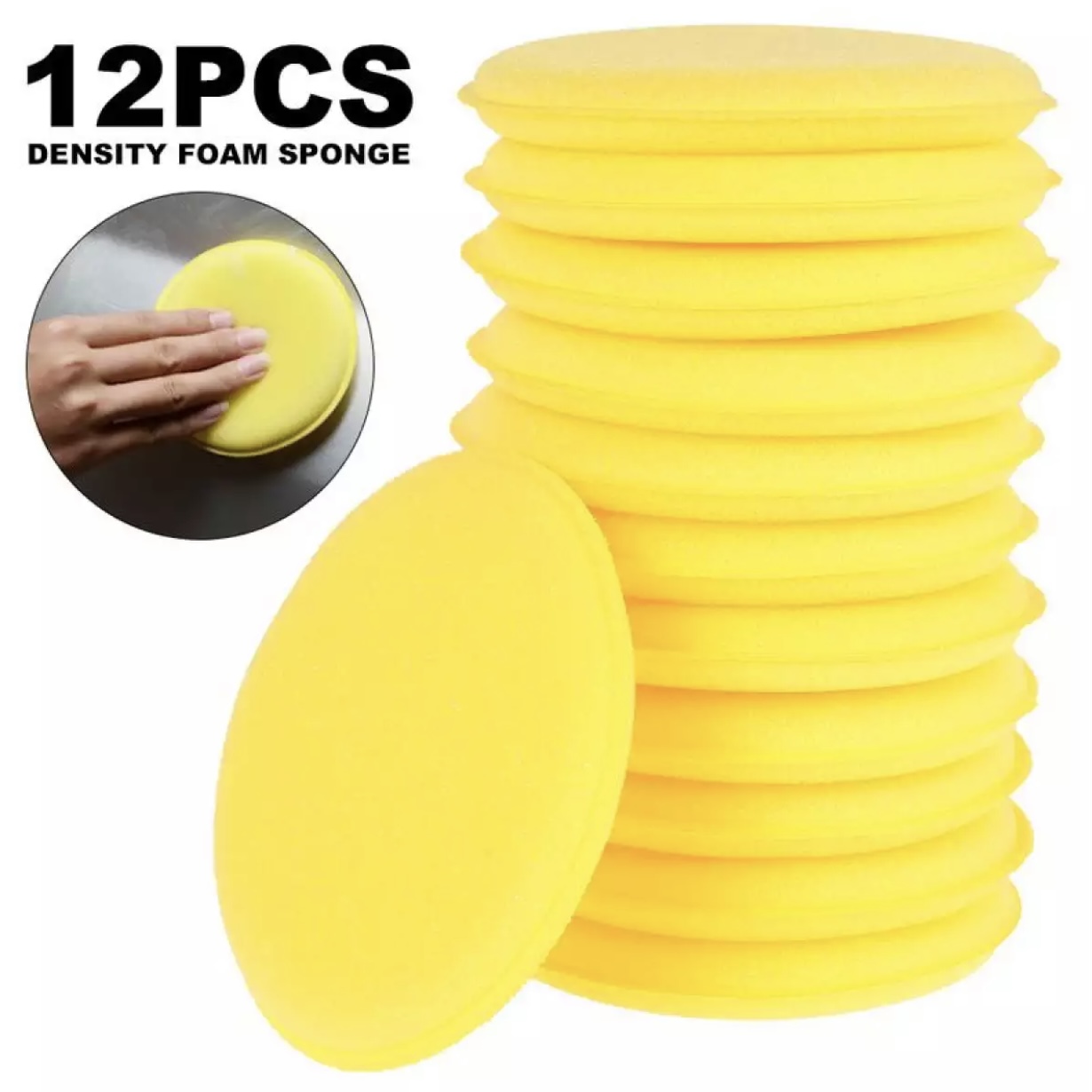 Miếng Mút Thoa Kem Dưỡng Bôi Sáp Wax Xe Hơi 12 Miếng Thoa Hóa Chất 12 Miếng Bọt Biển Đánh Bóng Xe Hơi 12 Miếng Ép Hình Tròn Miếng Bọt Biển Đánh Bóng Màu Vàng Mềm Dụng Cụ Làm Sạch, Miếng Xốp Đánh Bóng, Miếng Xốp Thoa Wax