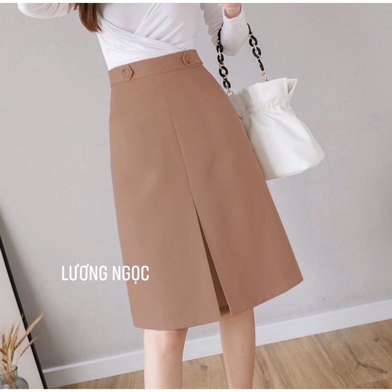 Chân Váy Công Sở Chữ A Xếp Ly Trước Váy Dài Đến Gối, Chân Váy Xếp Ly